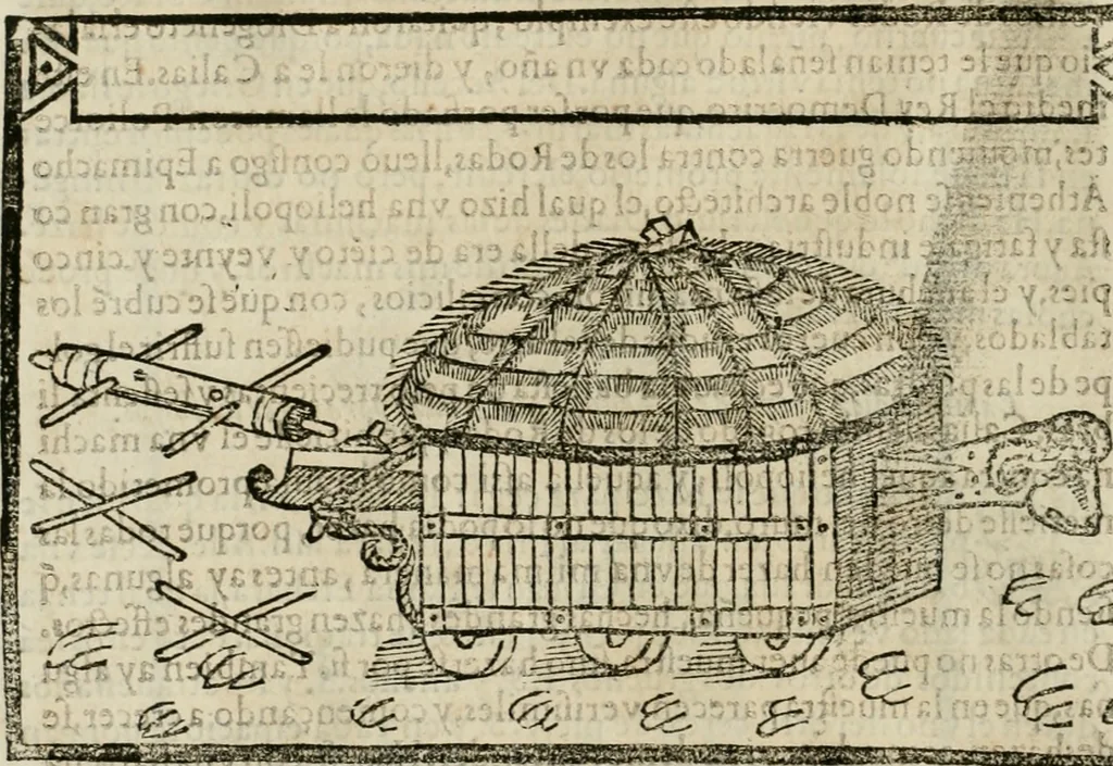 An illustration from M. Vitruuio Pollion De architectura : diuidido en diez libros, traduzidos de Latin en Castellano por Miguel de Vrrea architecto, y facado en su perfectio por Iuan Gracian impressor vezino de Alcala, 1582, leaf 279