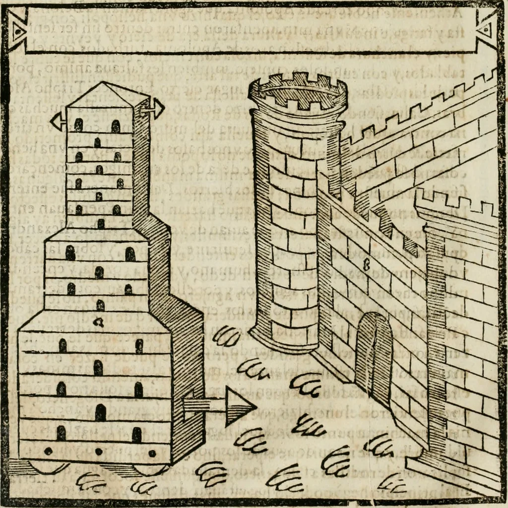 An illustration from M. Vitruuio Pollion De architectura : diuidido en diez libros, traduzidos de Latin en Castellano por Miguel de Vrrea architecto, y facado en su perfectio por Iuan Gracian impressor vezino de Alcala, 1582, leaf 281