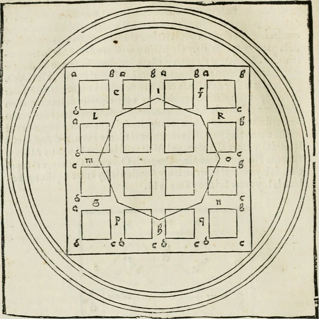 An illustration from M. Vitruuio Pollion De architectura : diuidido en diez libros, traduzidos de Latin en Castellano por Miguel de Vrrea architecto, y facado en su perfectio por Iuan Gracian impressor vezino de Alcala, 1582, leaf 45