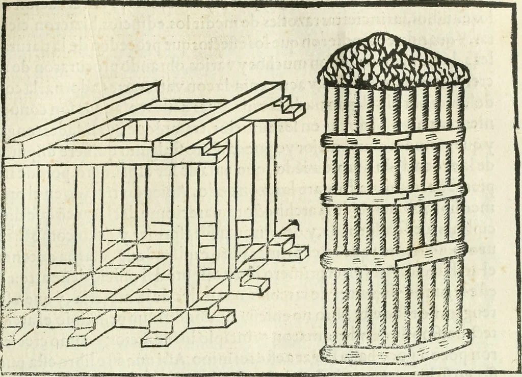 An illustration from M. Vitruuio Pollion De architectura : diuidido en diez libros, traduzidos de Latin en Castellano por Miguel de Vrrea architecto, y facado en su perfectio por Iuan Gracian impressor vezino de Alcala, 1582, leaf 50