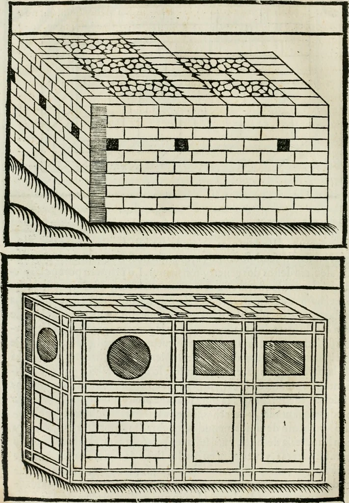 An illustration from M. Vitruuio Pollion De architectura : diuidido en diez libros, traduzidos de Latin en Castellano por Miguel de Vrrea architecto, y facado en su perfectio por Iuan Gracian impressor vezino de Alcala, 1582, leaf 63