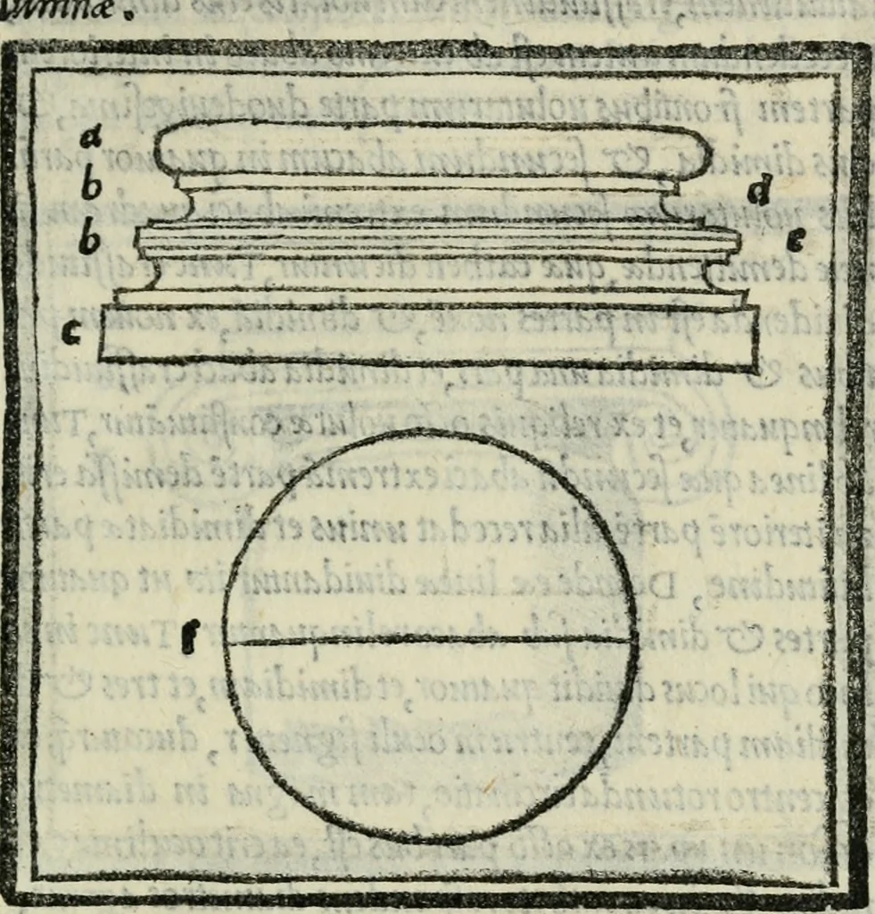 An illustration from M. Vitrvvii De architectvra libri decem : nuper maxima diligentia castigati atq[ue] excusi : additis Iulij Frontini De aqueductibus libris propter materiae affinitatem, 1522, leaf 114