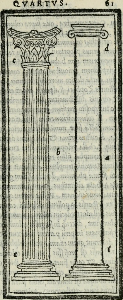 An illustration from M. Vitrvvii De architectvra libri decem : nuper maxima diligentia castigati atq[ue] excusi : additis Iulij Frontini De aqueductibus libris propter materiae affinitatem, 1522, leaf 124