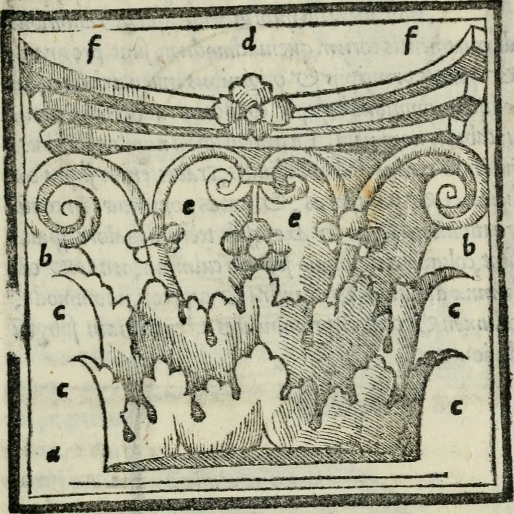 An illustration from M. Vitrvvii De architectvra libri decem : nuper maxima diligentia castigati atq[ue] excusi : additis Iulij Frontini De aqueductibus libris propter materiae affinitatem, 1522, leaf 132