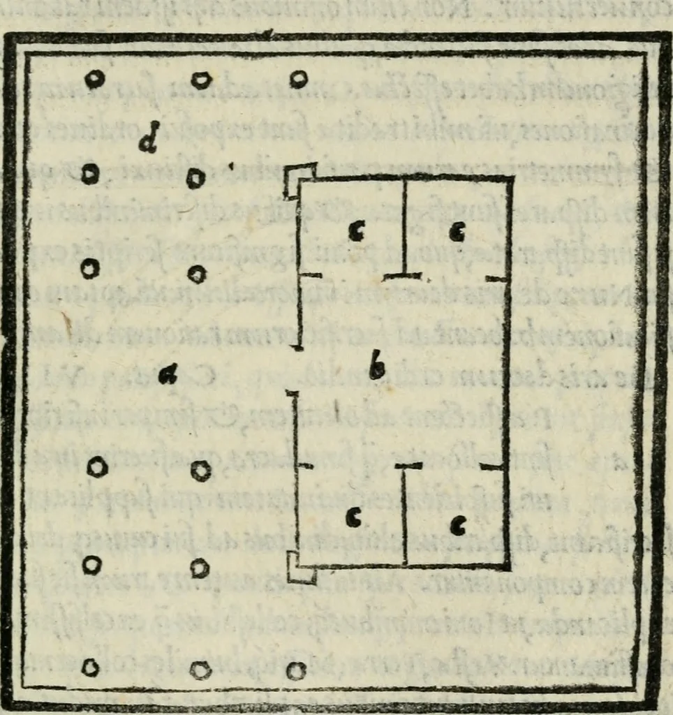 An illustration from M. Vitrvvii De architectvra libri decem : nuper maxima diligentia castigati atq[ue] excusi : additis Iulij Frontini De aqueductibus libris propter materiae affinitatem, 1522, leaf 160
