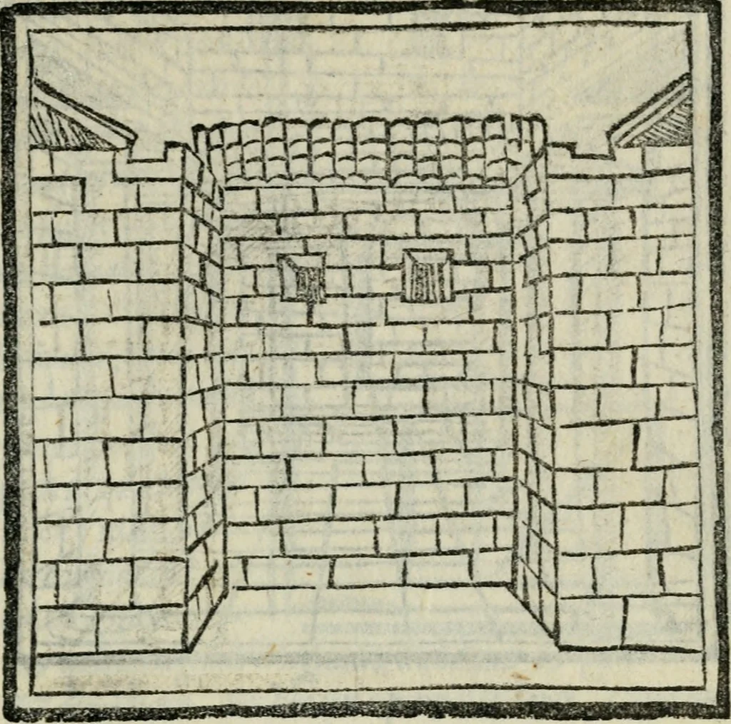 An illustration from M. Vitrvvii De architectvra libri decem : nuper maxima diligentia castigati atq[ue] excusi : additis Iulij Frontini De aqueductibus libris propter materiae affinitatem, 1522, leaf 214