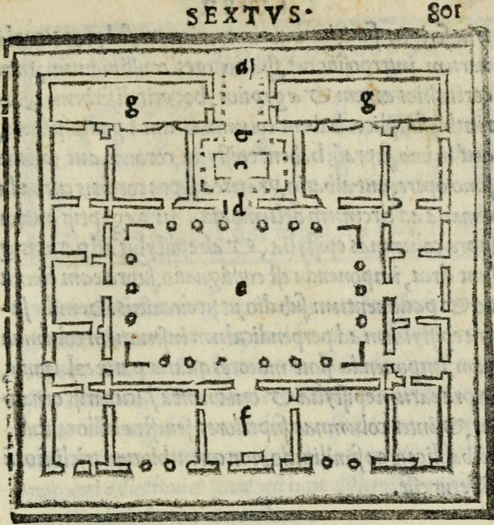 An illustration from M. Vitrvvii De architectvra libri decem : nuper maxima diligentia castigati atq[ue] excusi : additis Iulij Frontini De aqueductibus libris propter materiae affinitatem, 1522, leaf 218