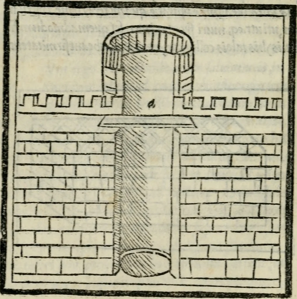 An illustration from M. Vitrvvii De architectvra libri decem : nuper maxima diligentia castigati atq[ue] excusi : additis Iulij Frontini De aqueductibus libris propter materiae affinitatem, 1522, leaf 35