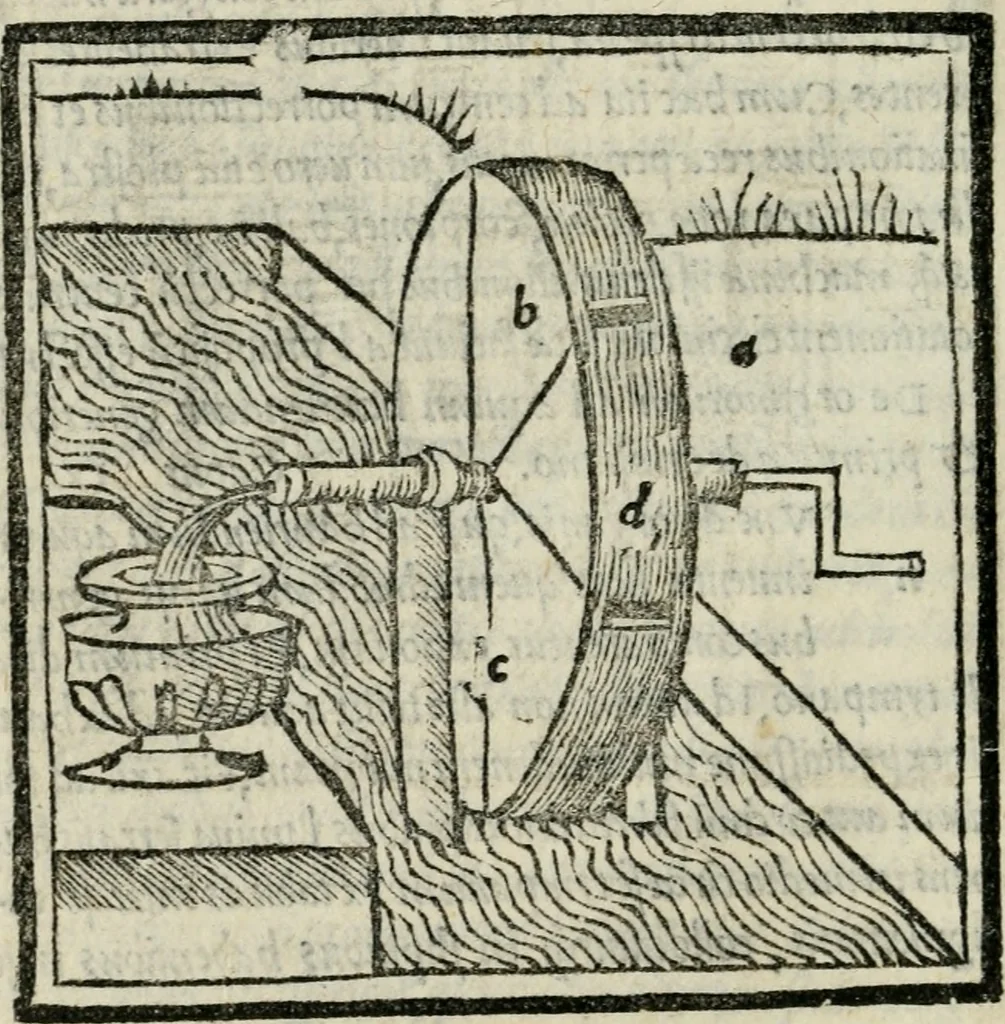 An illustration from M. Vitrvvii De architectvra libri decem : nuper maxima diligentia castigati atq[ue] excusi : additis Iulij Frontini De aqueductibus libris propter materiae affinitatem, 1522, leaf 351