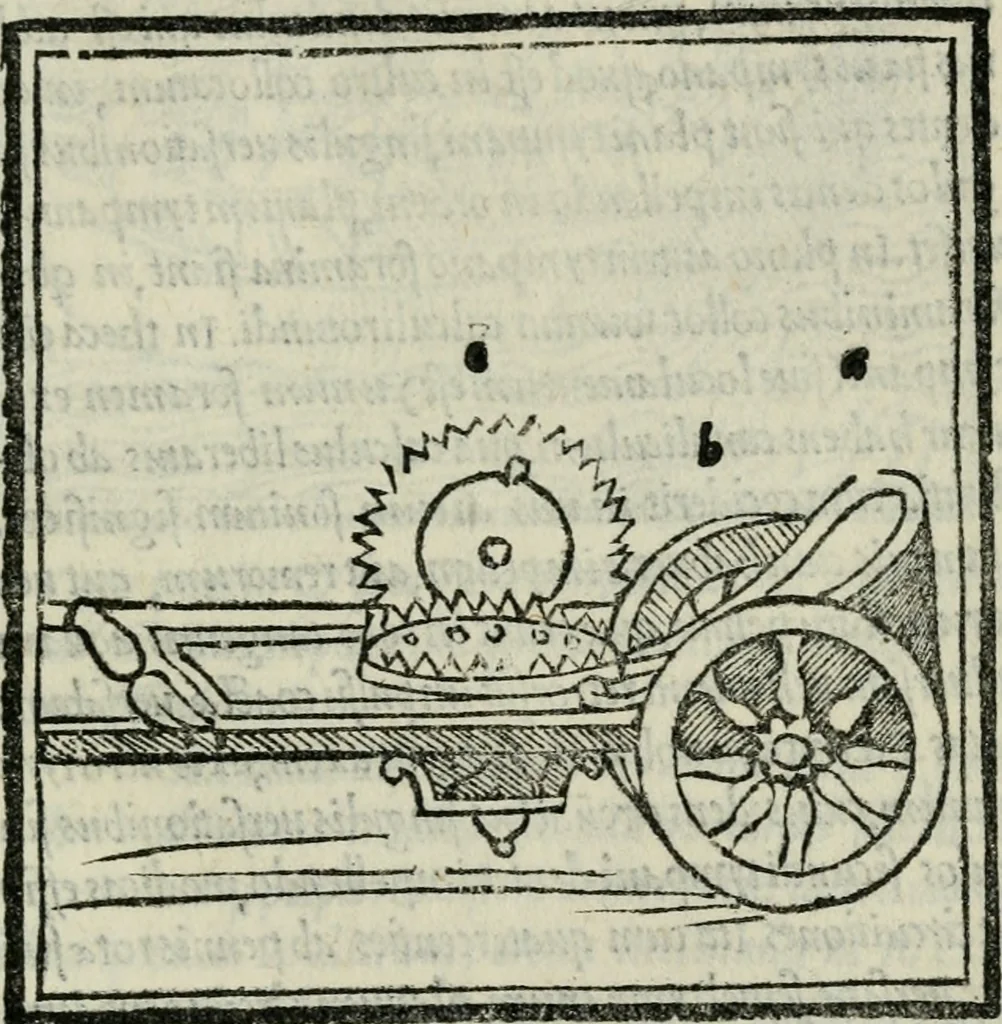 An illustration from M. Vitrvvii De architectvra libri decem : nuper maxima diligentia castigati atq[ue] excusi : additis Iulij Frontini De aqueductibus libris propter materiae affinitatem, 1522, leaf 364