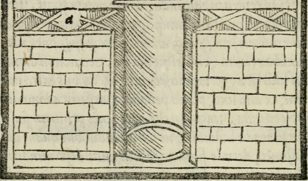 An illustration from M. Vitrvvii De architectvra libri decem : nuper maxima diligentia castigati atq[ue] excusi : additis Iulij Frontini De aqueductibus libris propter materiae affinitatem, 1522, leaf 37