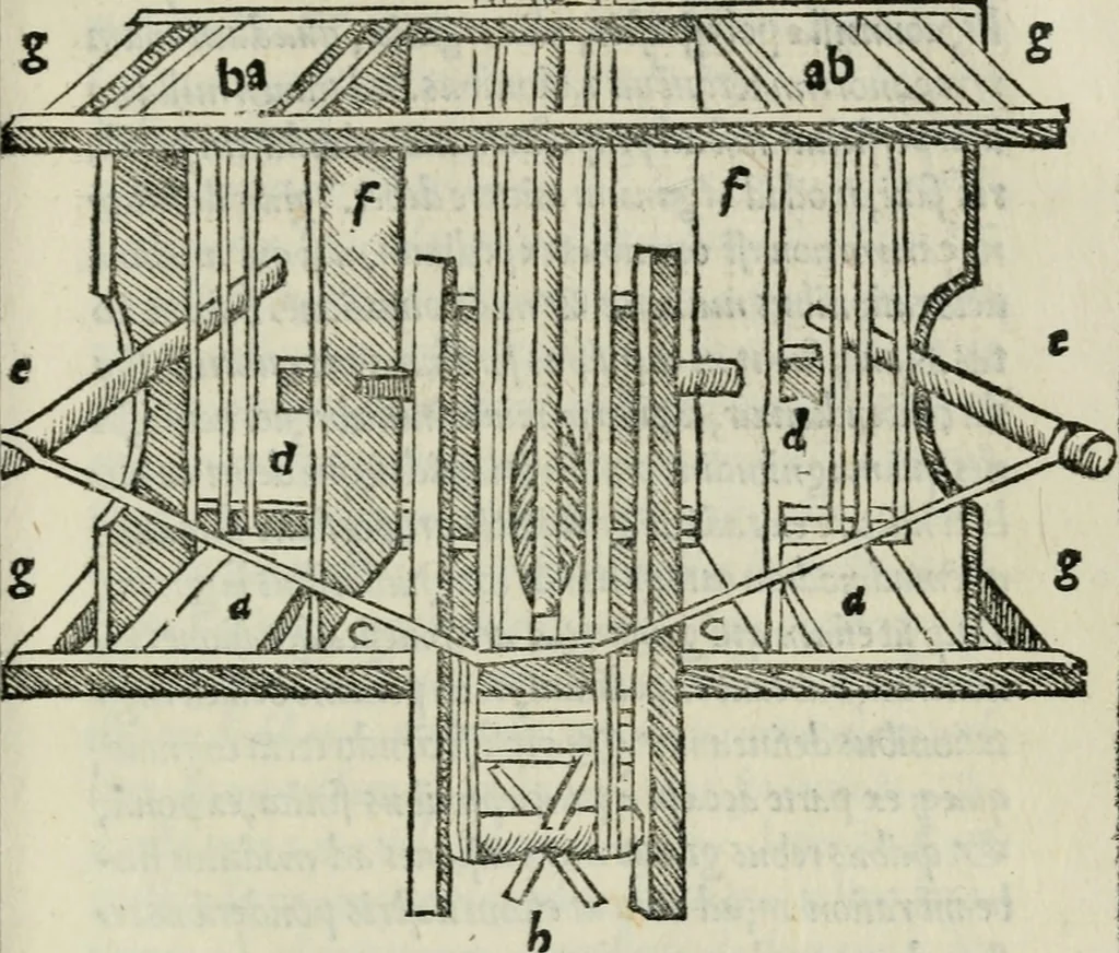 An illustration from M. Vitrvvii De architectvra libri decem : nuper maxima diligentia castigati atq[ue] excusi : additis Iulij Frontini De aqueductibus libris propter materiae affinitatem, 1522, leaf 370