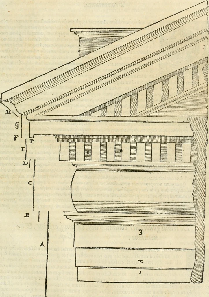 An illustration from M. Vitrvvii Pollionis De architectura libri decem, 1567, leaf 144