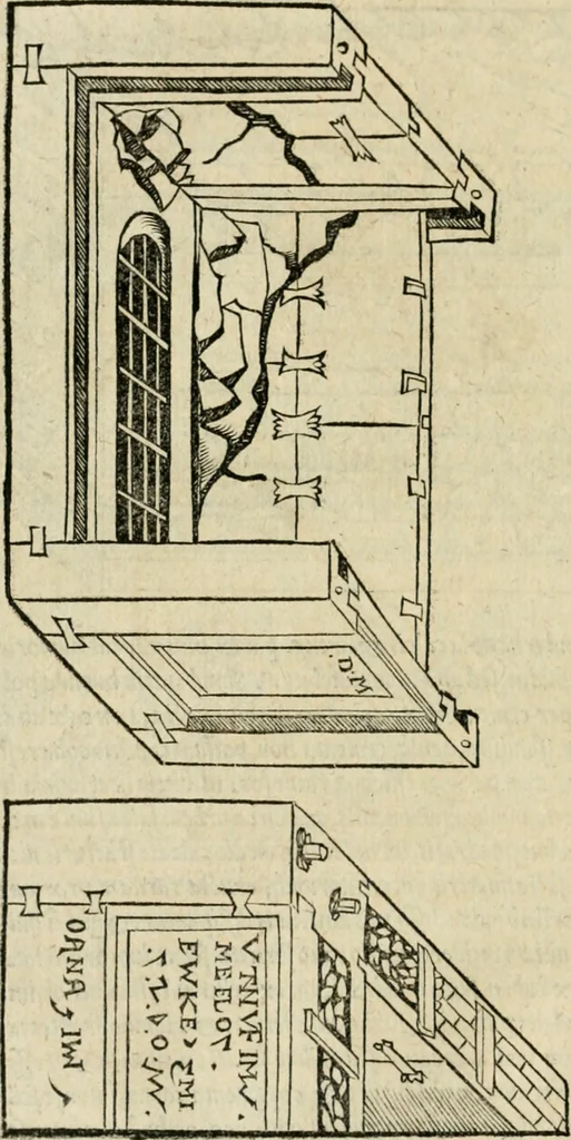 An illustration from M. Vitrvvii viri svae professionis pertissimi De architectvra libri decem, ad Avgvstum Cæsarem accuratiss. conscripsit & nvnc primvm in Germania qva potuit diligentia excusi, atq[ue] hinc inde schematibus non iniucundis exornati, 1543, leaf 105