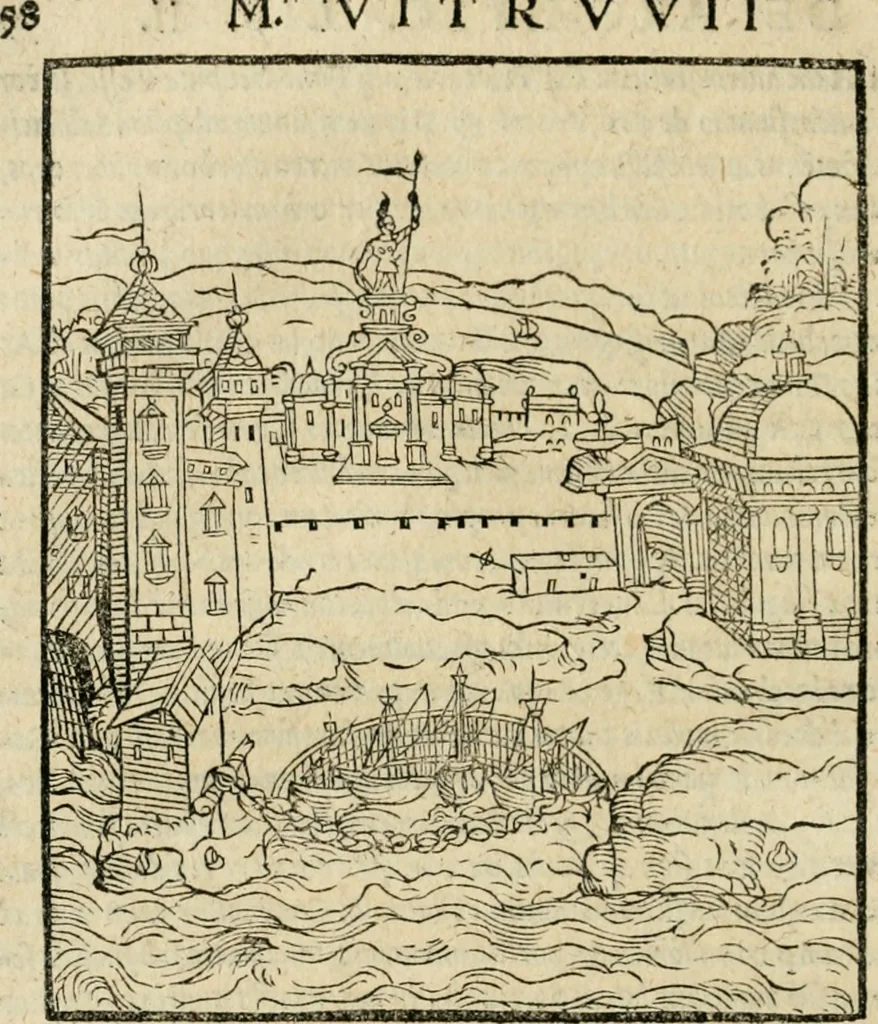 An illustration from M. Vitrvvii viri svae professionis pertissimi De architectvra libri decem, ad Avgvstum Cæsarem accuratiss. conscripsit & nvnc primvm in Germania qva potuit diligentia excusi, atq[ue] hinc inde schematibus non iniucundis exornati, 1543, leaf 113