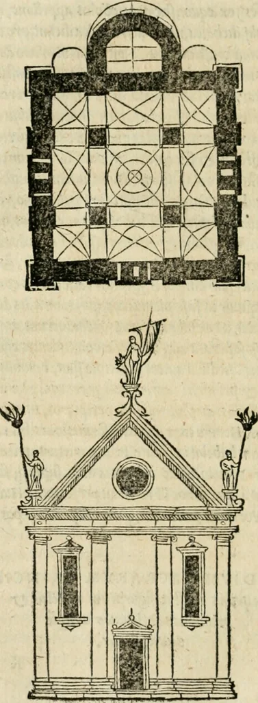 An illustration from M. Vitrvvii viri svae professionis pertissimi De architectvra libri decem, ad Avgvstum Cæsarem accuratiss. conscripsit & nvnc primvm in Germania qva potuit diligentia excusi, atq[ue] hinc inde schematibus non iniucundis exornati, 1543, leaf 129