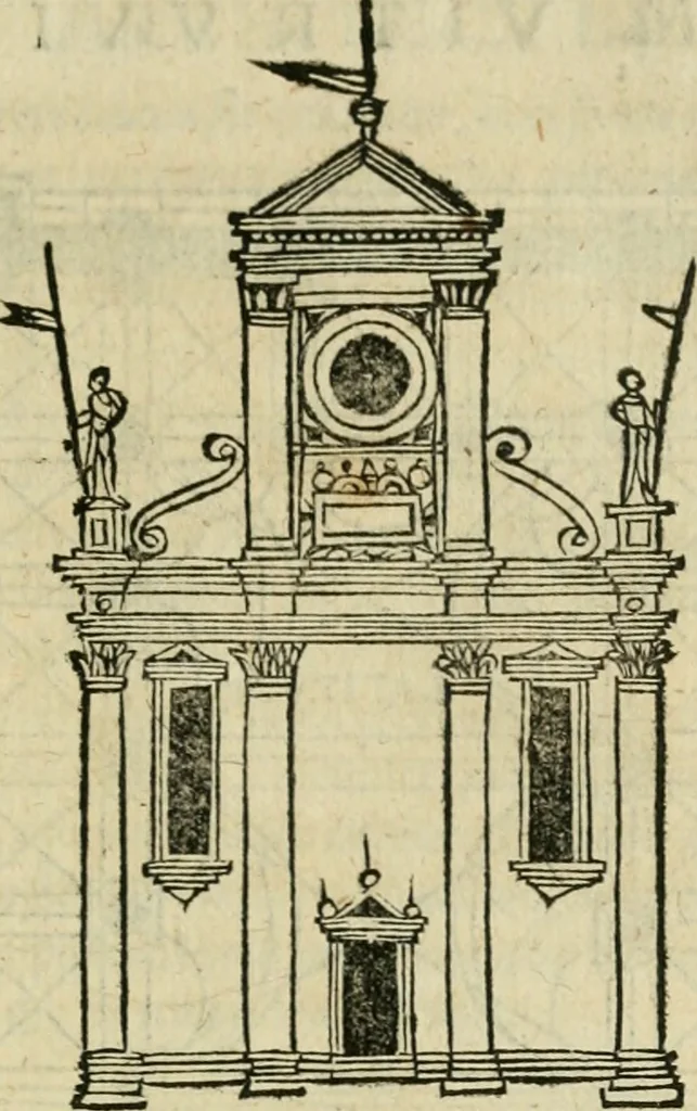 An illustration from M. Vitrvvii viri svae professionis pertissimi De architectvra libri decem, ad Avgvstum Cæsarem accuratiss. conscripsit & nvnc primvm in Germania qva potuit diligentia excusi, atq[ue] hinc inde schematibus non iniucundis exornati, 1543, leaf 130