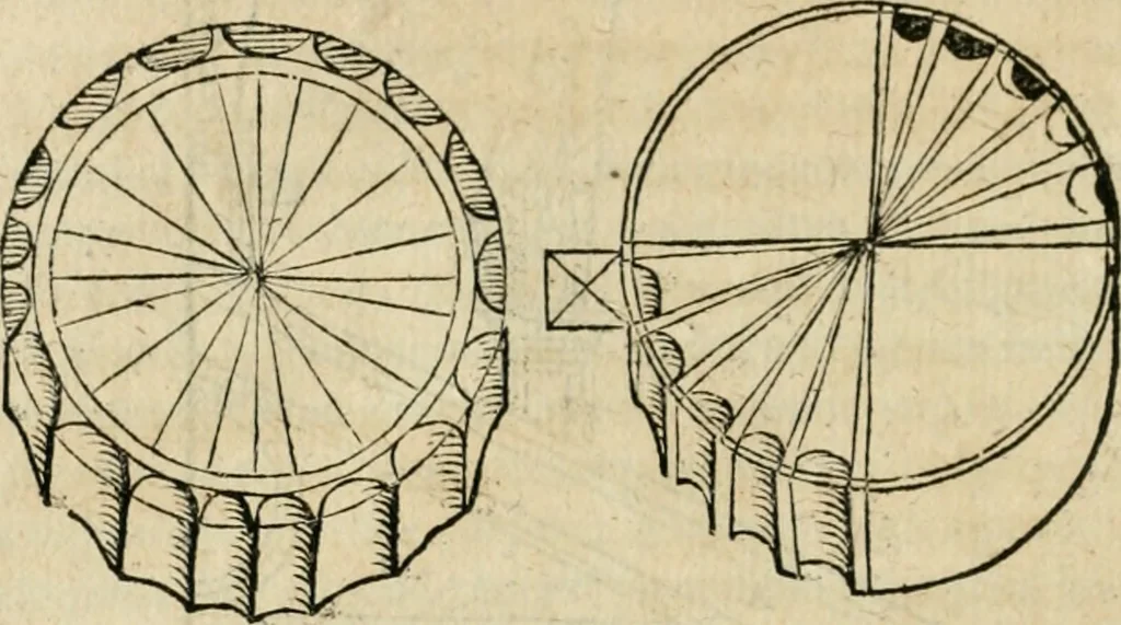 An illustration from M. Vitrvvii viri svae professionis pertissimi De architectvra libri decem, ad Avgvstum Cæsarem accuratiss. conscripsit & nvnc primvm in Germania qva potuit diligentia excusi, atq[ue] hinc inde schematibus non iniucundis exornati, 1543, leaf 147