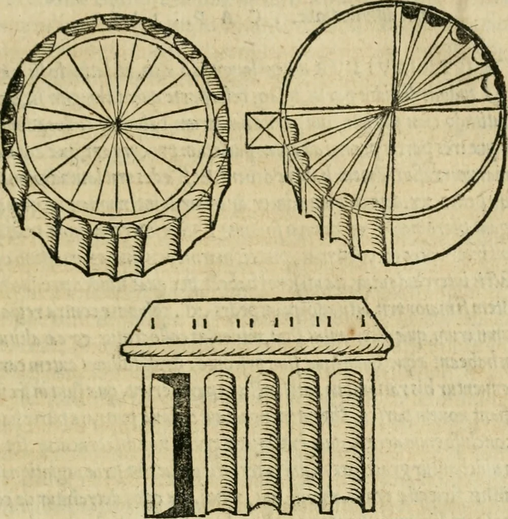 An illustration from M. Vitrvvii viri svae professionis pertissimi De architectvra libri decem, ad Avgvstum Cæsarem accuratiss. conscripsit & nvnc primvm in Germania qva potuit diligentia excusi, atq[ue] hinc inde schematibus non iniucundis exornati, 1543, leaf 160