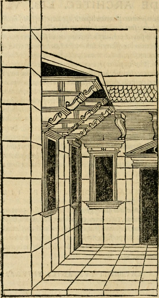 An illustration from M. Vitrvvii viri svae professionis pertissimi De architectvra libri decem, ad Avgvstum Cæsarem accuratiss. conscripsit & nvnc primvm in Germania qva potuit diligentia excusi, atq[ue] hinc inde schematibus non iniucundis exornati, 1543, leaf 201