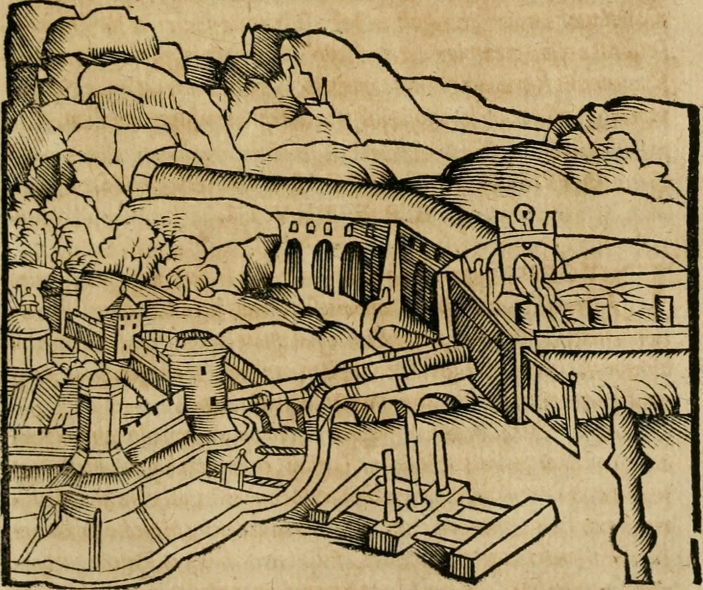An illustration from M. Vitrvvii viri svae professionis pertissimi De architectvra libri decem, ad Avgvstum Cæsarem accuratiss. conscripsit & nvnc primvm in Germania qva potuit diligentia excusi, atq[ue] hinc inde schematibus non iniucundis exornati, 1543, leaf 254