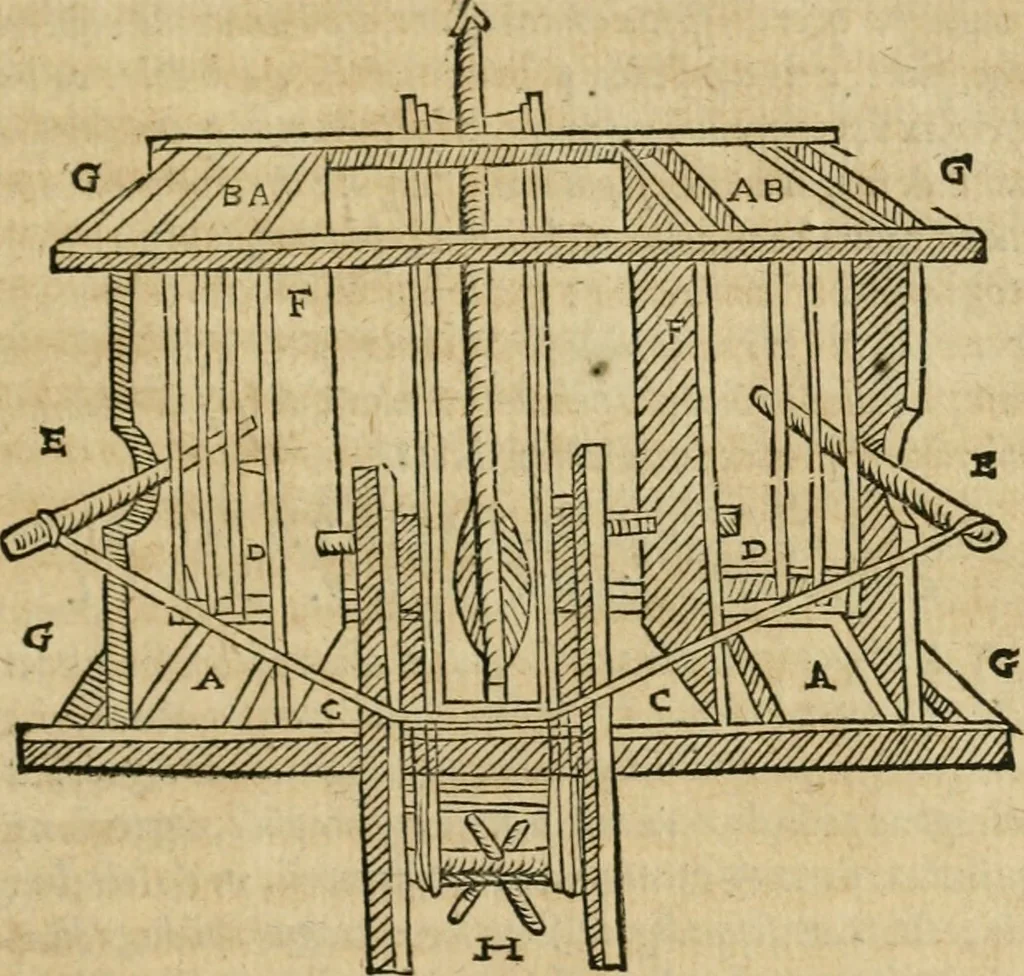 An illustration from M. Vitrvvii viri svae professionis pertissimi De architectvra libri decem, ad Avgvstum Cæsarem accuratiss. conscripsit & nvnc primvm in Germania qva potuit diligentia excusi, atq[ue] hinc inde schematibus non iniucundis exornati, 1543, leaf 304