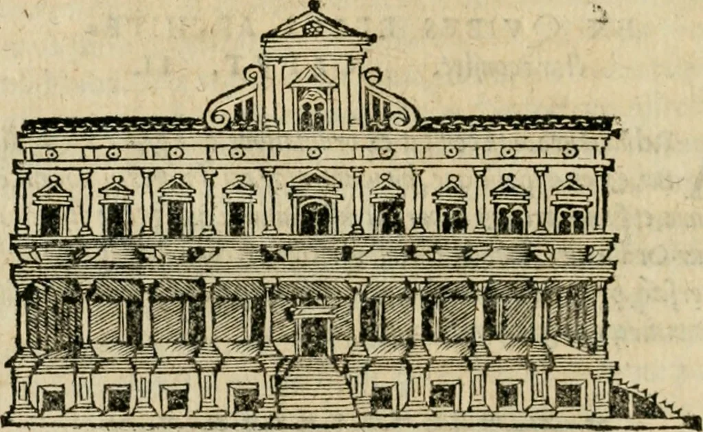 An illustration from M. Vitrvvii viri svae professionis pertissimi De architectvra libri decem, ad Avgvstum Cæsarem accuratiss. conscripsit & nvnc primvm in Germania qva potuit diligentia excusi, atq[ue] hinc inde schematibus non iniucundis exornati, 1543, leaf 65