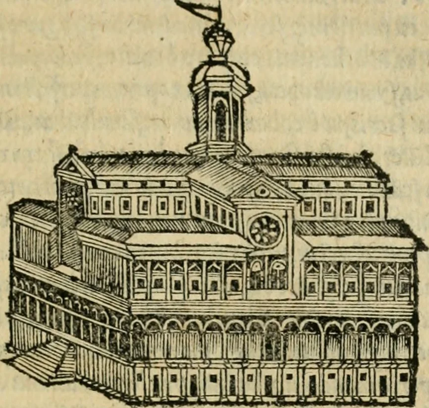 An illustration from M. Vitrvvii viri svae professionis pertissimi De architectvra libri decem, ad Avgvstum Cæsarem accuratiss. conscripsit & nvnc primvm in Germania qva potuit diligentia excusi, atq[ue] hinc inde schematibus non iniucundis exornati, 1543, leaf 66