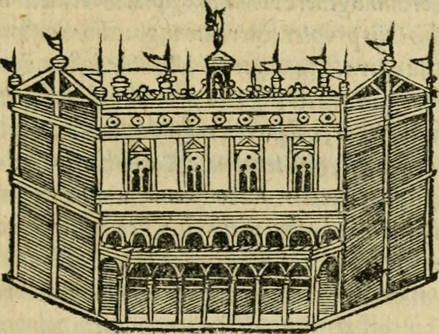 An illustration from M. Vitrvvii viri svae professionis pertissimi De architectvra libri decem, ad Avgvstum Cæsarem accuratiss. conscripsit & nvnc primvm in Germania qva potuit diligentia excusi, atq[ue] hinc inde schematibus non iniucundis exornati, 1543, leaf 66