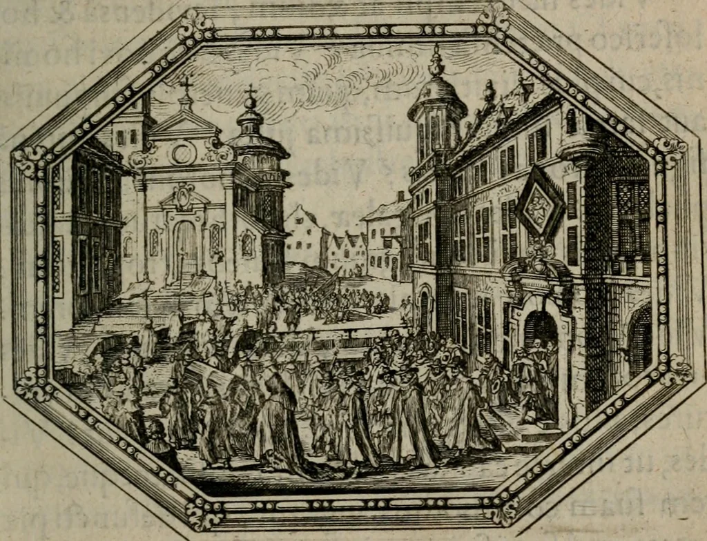 An illustration from Mvndi lapis lydivs, siue Vanitas per veritate falsi accusate & conuicta opera d. Antonii a Bvrgvndia .., 1639, leaf 50