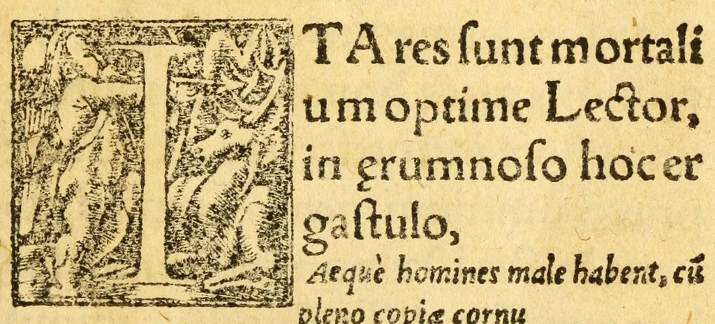 An illustration from Mvsicae epitome ex Glareani Dodechordo vna tum qvinqve melodiis svper eivsdem Glareani Panegyrico de Helveticarum XIII urbium Laudibus, 1559, leaf 7