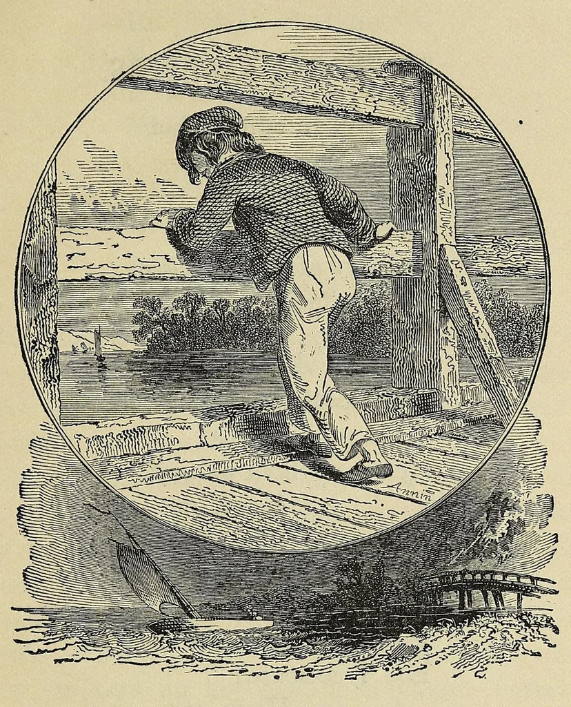 An illustration from Mvskoke nakcokv eskerretv esvhokkolat. Creek second reader, 1871, leaf 91