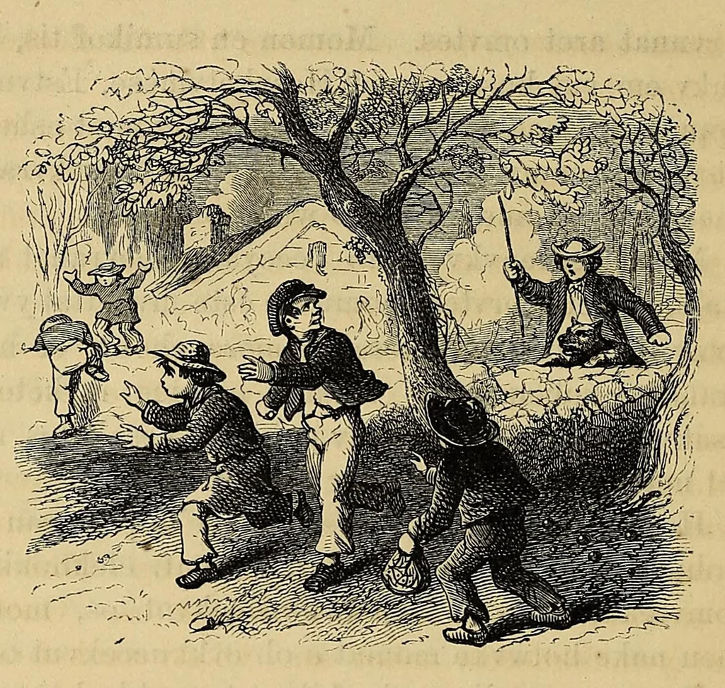 An illustration from Mvskoke nakcokv eskerretv esvhokkolat. Creek second reader, 1800, leaf 70