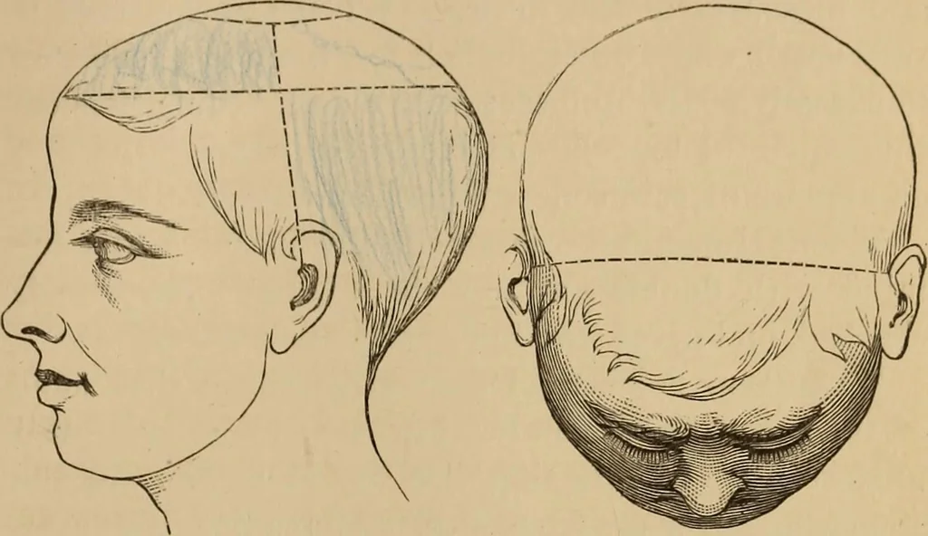 An illustration from The mysteries of the head and the heart explained : including an improved system of phrenology, a new theory of the emotions, and an explanation of the mysteries of mesmerism, trance, mind-reading, and the spirit delusion, 1875, leaf 94