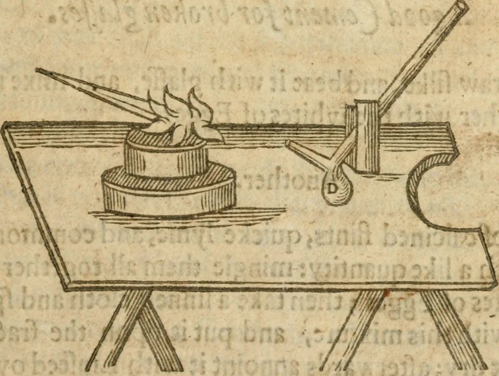 An illustration from The mysteryes of nature and art : conteined in foure severall tretises, the first of water workes, the second of fyer workes, the third of drawing, colouring, painting, and engrauing, the fourth of divers experiments, as wel serviceable as delightful, 1634, leaf 180