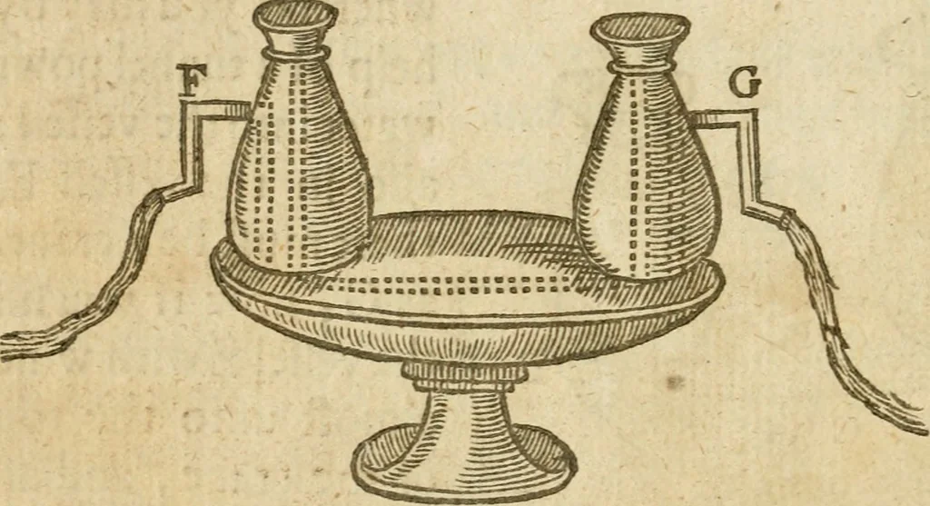 An illustration from The mysteryes of nature and art : conteined in foure severall tretises, the first of water workes, the second of fyer workes, the third of drawing, colouring, painting, and engrauing, the fourth of divers experiments, as wel serviceable as delightful, 1634, leaf 19