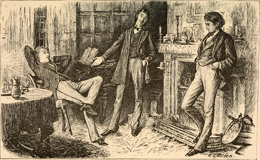 An illustration from The mystery of Edwin Drood, 1870, leaf 74
