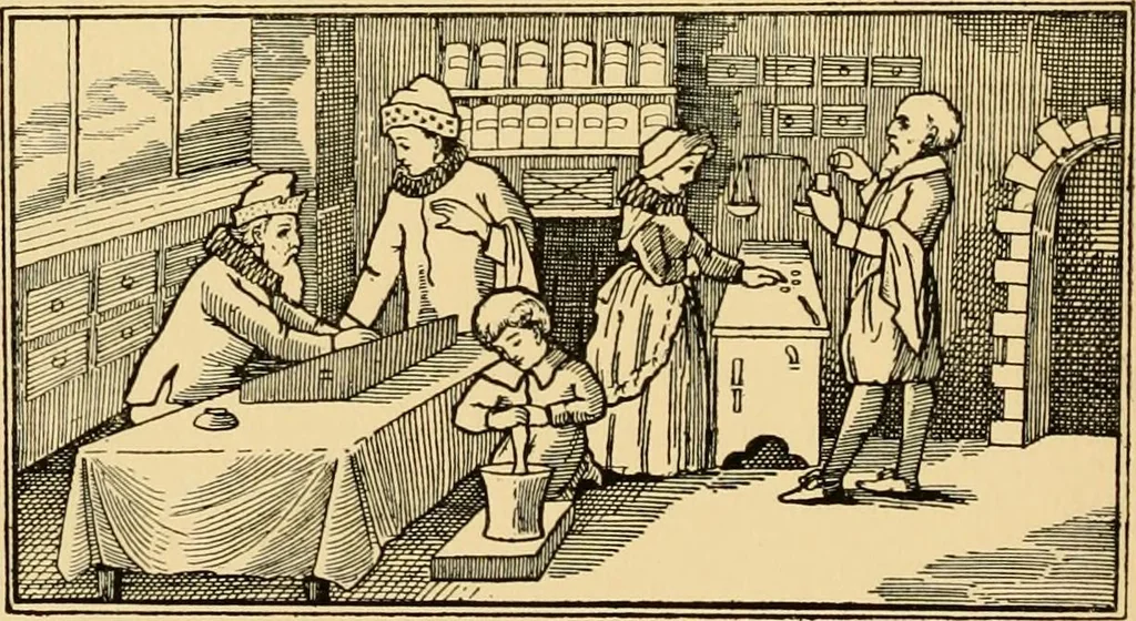An illustration from The mystery and romance of alchemy and pharmacy, 1897, leaf 199