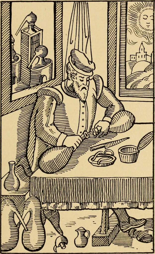 An illustration from The mystery and romance of alchemy and pharmacy, 1897, leaf 78