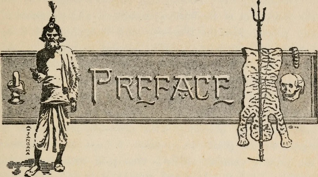An illustration from The mystics, ascetics, and saints of India : a study of Sadhuism, with an account of the Yogis, Sanyasis, Bairagis, and other strange Hindu sectarians, 1905, leaf 12