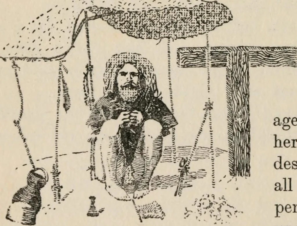 An illustration from The mystics, ascetics, and saints of India : a study of Sadhuism, with an account of the Yogis, Sanyasis, Bairagis, and other strange Hindu sectarians, 1905, leaf 303