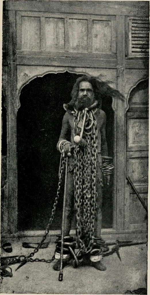 An illustration from The mystics, ascetics, and saints of India : a study of Sadhuism, with an account of the Yogis, Sanyasis, Bairagis, and other strange Hindu sectarians, 1905, leaf 78