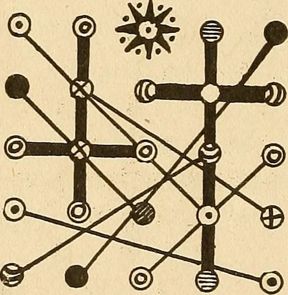An illustration from The mystic test book; or, The magic of the cards. Giving the mystic meaning of these wonderful and ancient emblems in their relationship to the heavenly bodies, under all conditions; with rules and processes for reading or delineating the emblems, 1919, leaf 337
