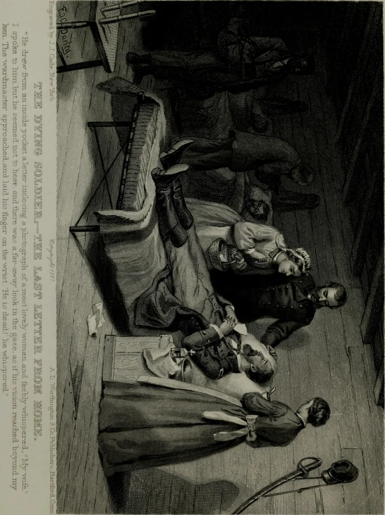 An illustration from My story of the war: a woman's narrative of four years personal experience as nurse in the Union army, and in relief work at home, in hospitals, camps, and at the front, during the war of the rebellion, 1889, leaf 216