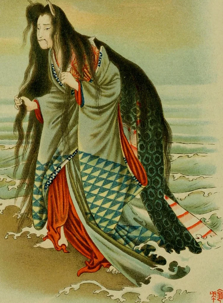 An illustration from Mythological Japan : the symbolisms of mythology in relation to Japanese art, with illustrations drawn in Japan, by native artists, 1902, leaf 47