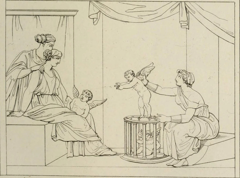 An illustration from Mythologische Gallerie; eine Sammlung von mehr als 750 antiken Denkmälern, Statuen, geschnittenen Steinen, Münzen und Gemälden, auf den 191 Original-Kupferblättern der französischen Ausg, 1848, leaf 104