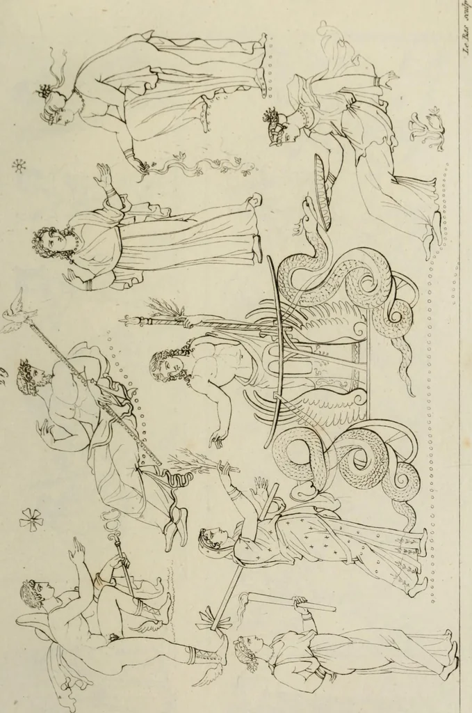 An illustration from Mythologische Gallerie; eine Sammlung von mehr als 750 antiken Denkmälern, Statuen, geschnittenen Steinen, Münzen und Gemälden, auf den 191 Original-Kupferblättern der französischen Ausg, 1848, leaf 116