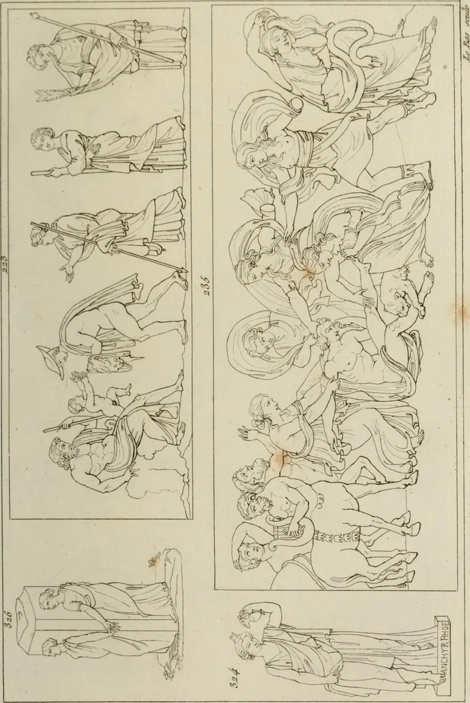 An illustration from Mythologische Gallerie; eine Sammlung von mehr als 750 antiken Denkmälern, Statuen, geschnittenen Steinen, Münzen und Gemälden, auf den 191 Original-Kupferblättern der französischen Ausg, 1848, leaf 118