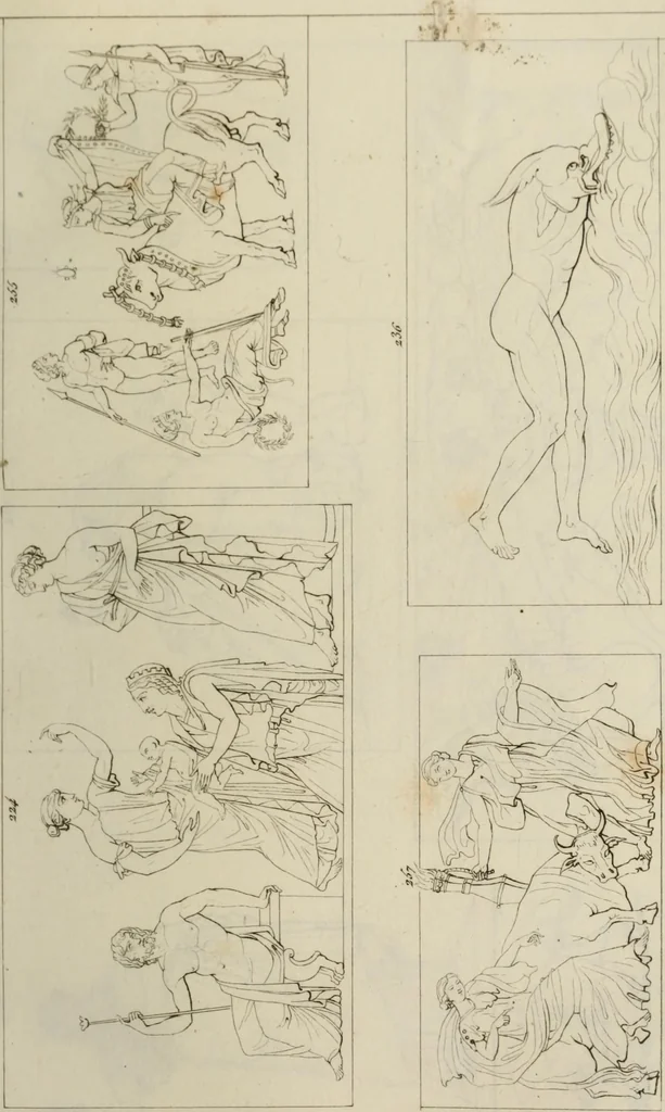 An illustration from Mythologische Gallerie; eine Sammlung von mehr als 750 antiken Denkmälern, Statuen, geschnittenen Steinen, Münzen und Gemälden, auf den 191 Original-Kupferblättern der französischen Ausg, 1848, leaf 120