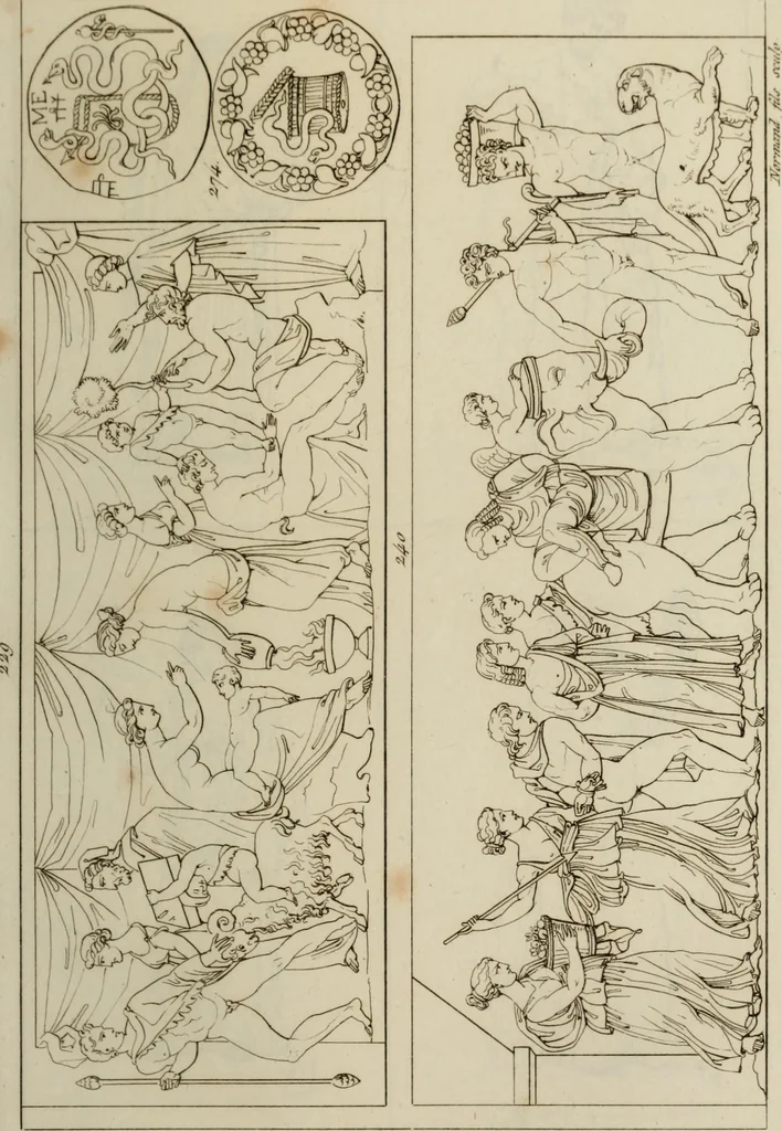 An illustration from Mythologische Gallerie; eine Sammlung von mehr als 750 antiken Denkmälern, Statuen, geschnittenen Steinen, Münzen und Gemälden, auf den 191 Original-Kupferblättern der französischen Ausg, 1848, leaf 128
